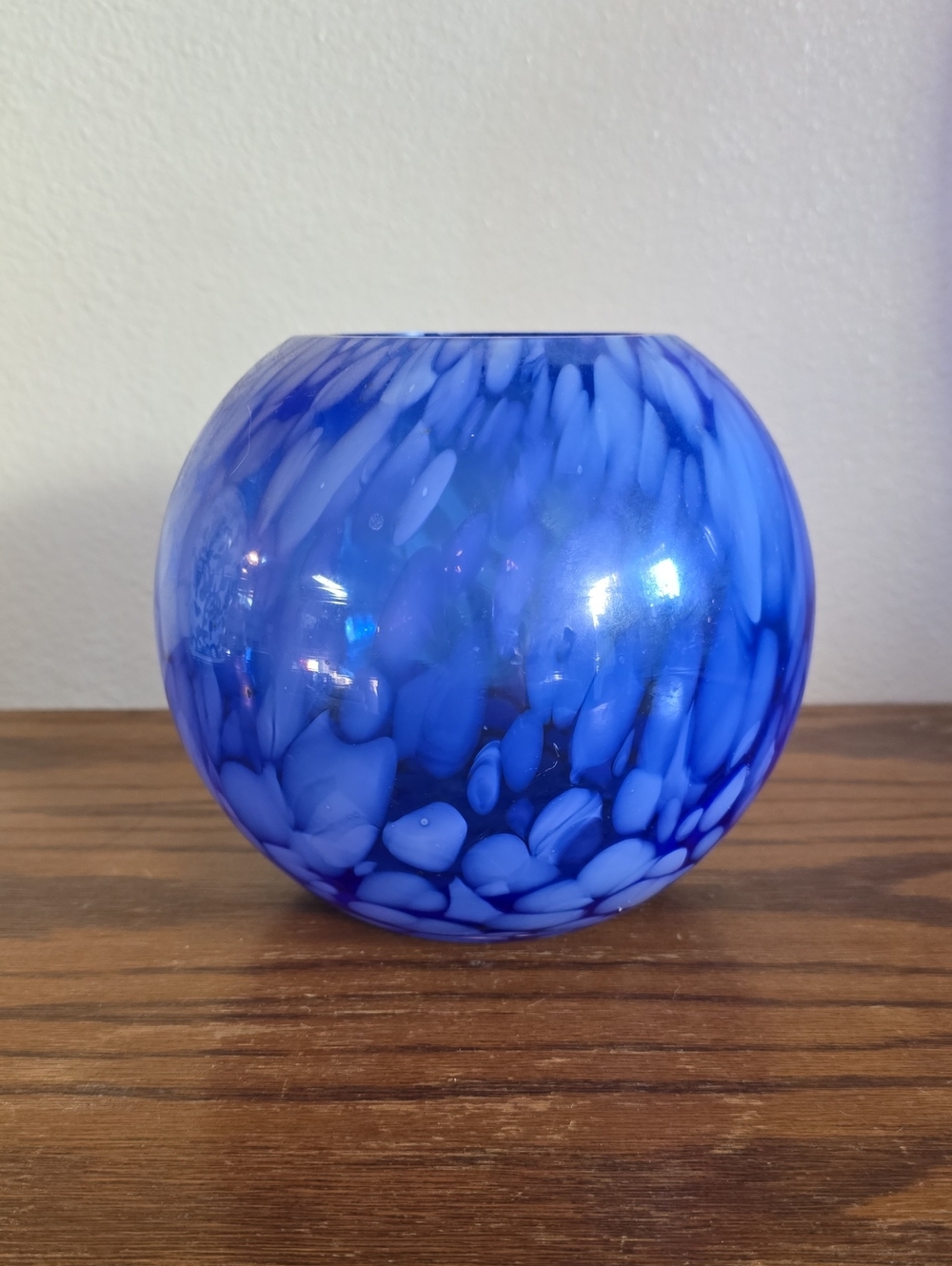 Modern Blue Tortoiseshell Glass Candle Holder/Vase Tote 14